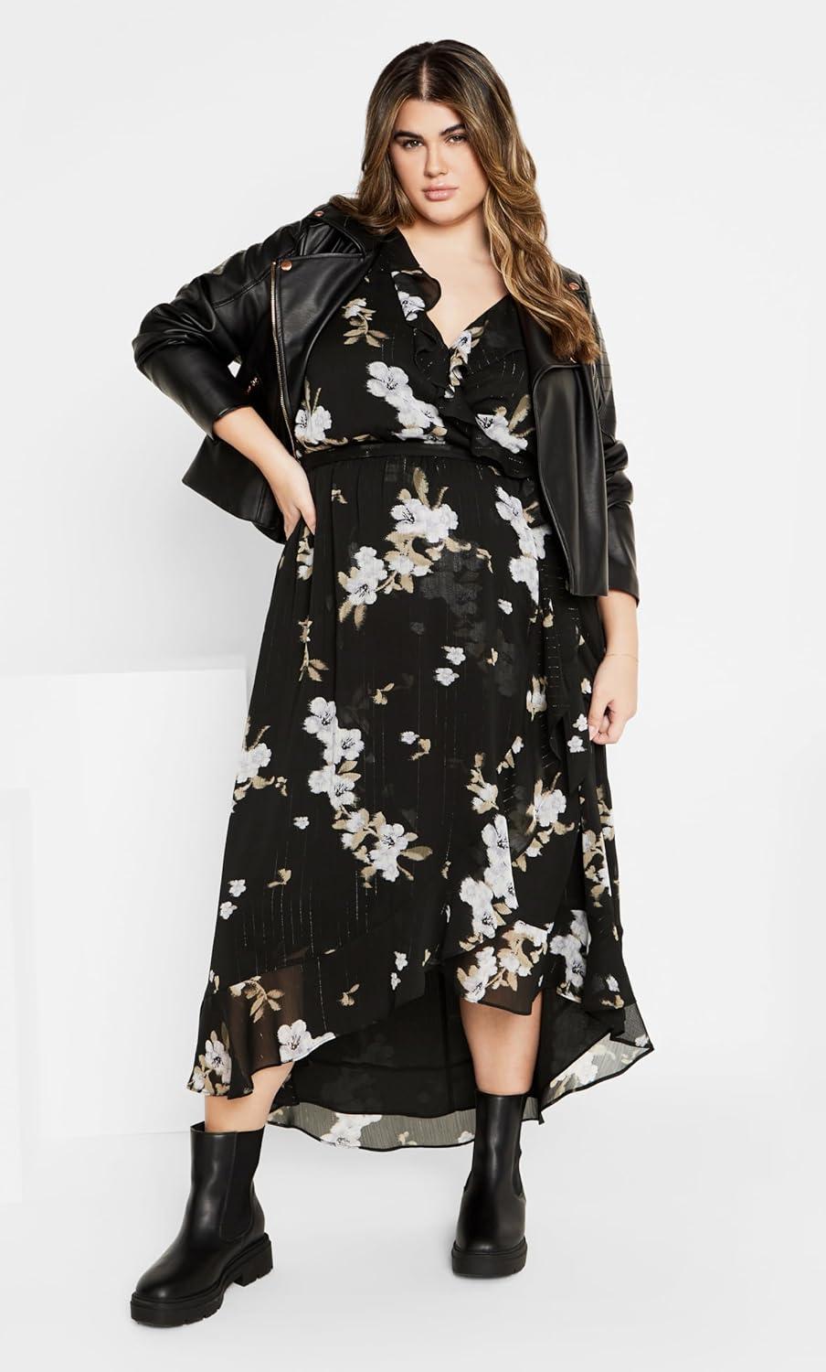 image:imageCity Chic Womens Plus Size Maxi Cocktail Dress Ella JaneWindswept Floral