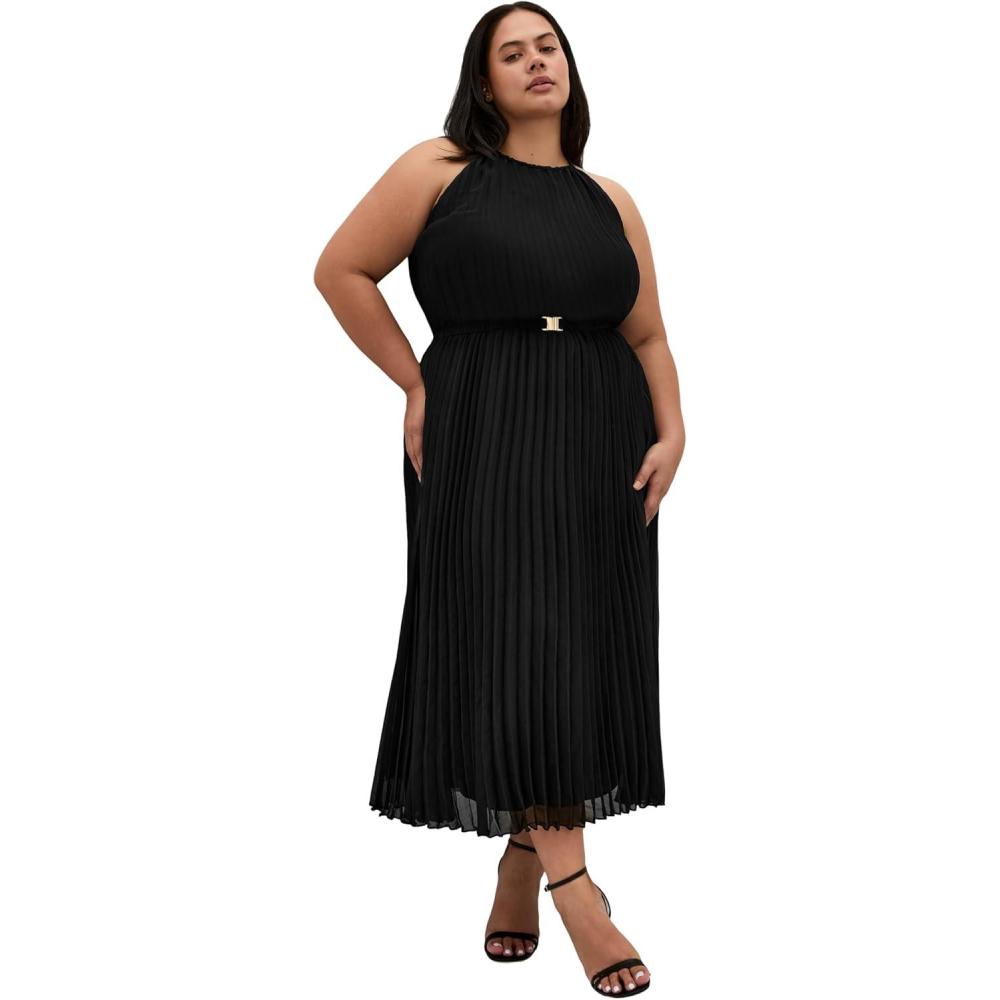 image:imageCity Chic Womens Cocktail Dress  Ruby Halter Pleated MidiBlack