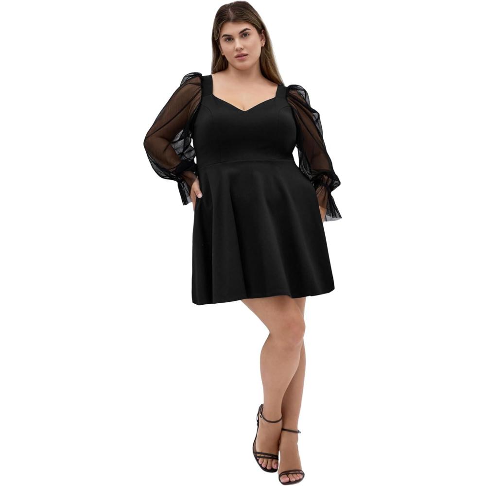 image:imageCity Chic Womens Plus Size Dress Alannah Mesh Sleeve MiniBlack