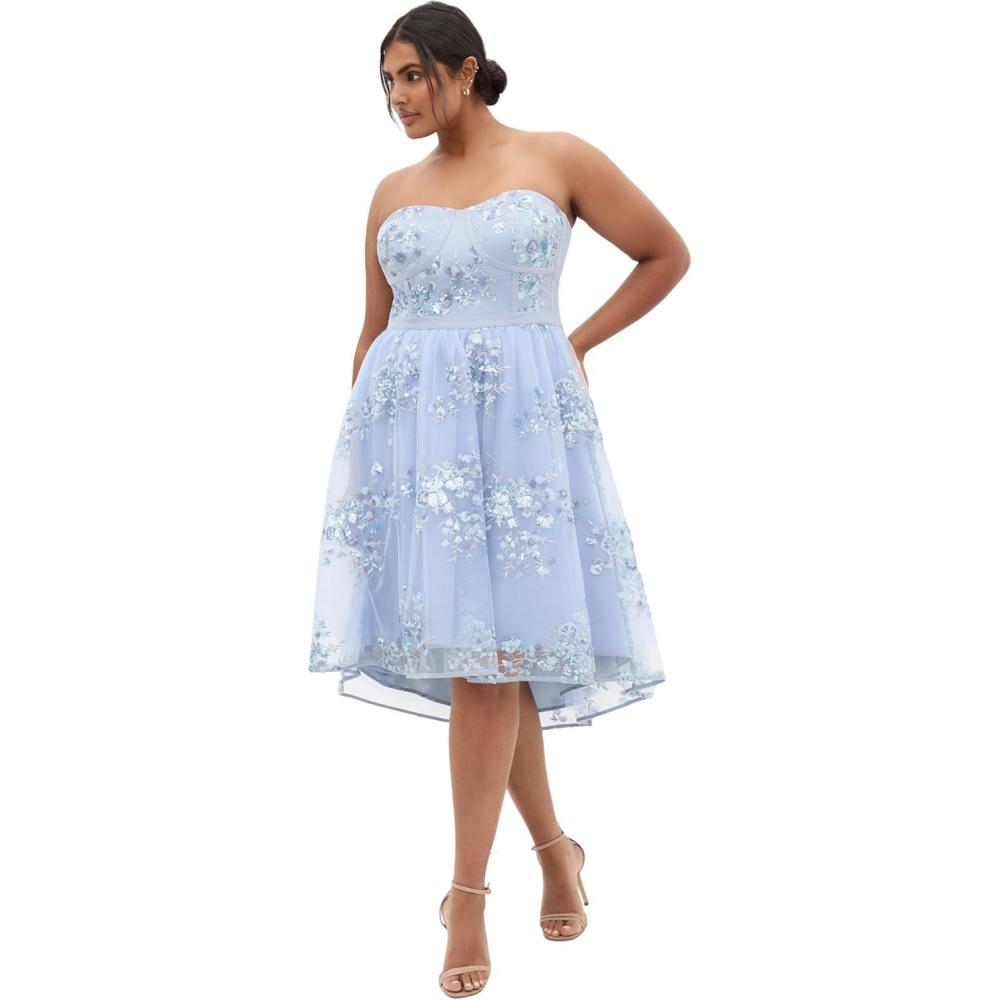 image:imageCity Chic Womens Plus Size Dress  Ambrosia Strapless TulleSoft Blue