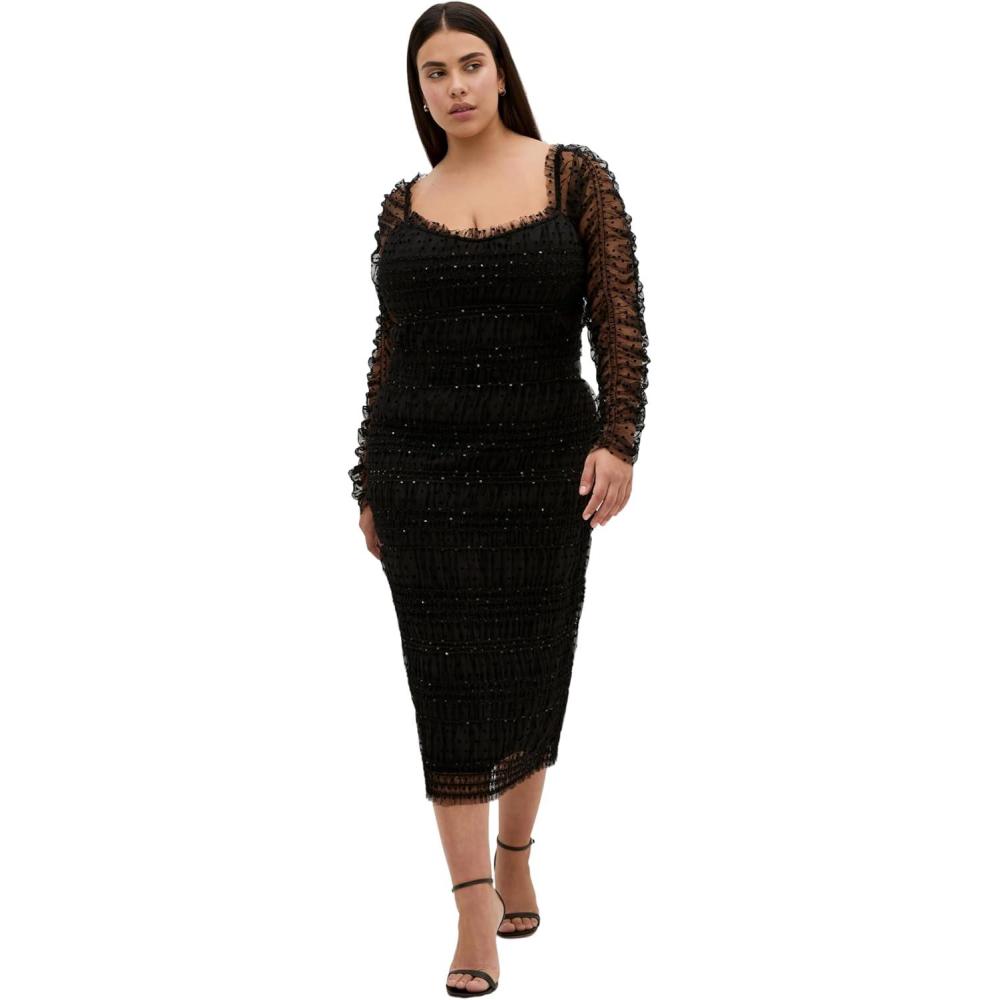 image:imageCity Chic Womens Plus Size Dress  Sofie Dobby Spot MidiBlack