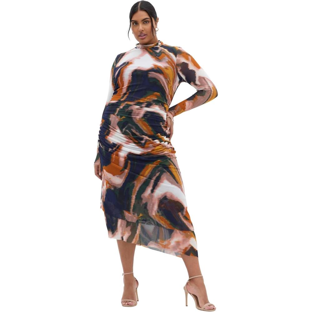 image:imageCity Chic Womens Plus Size Dress Zia Print RuchedGlaze