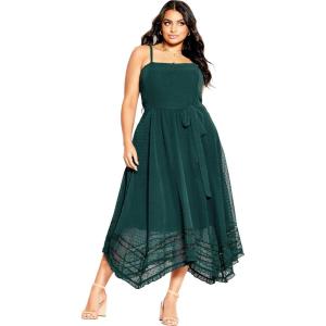 City Chic Women’s Plus Size Cocktail Dress – Flirty Nature(Jade)