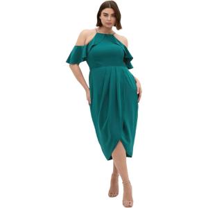 City Chic Women’s Plus Size Cocktail Dress – Love Siren Ruffle Shoulder(Botanical)