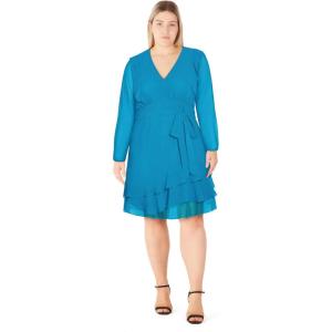 City Chic Women’s Plus Size Cocktail Dress – Simple Wrap(Blue)