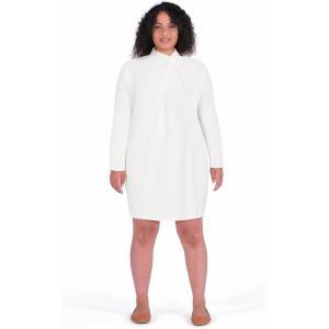 City Chic Women’s Plus Size Cocktail Dress – Swirl Neck(Cream)