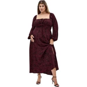 City Chic Women’s Plus Size Dress – Abbigail Long Sleeve Print Maxi(Cherry Ditsy)