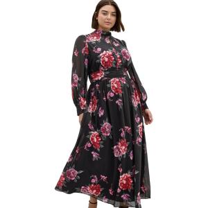 City Chic Women’s Plus Size Dress – Alexandra Print Maxi(Rosa Floral)