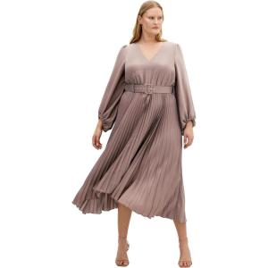 City Chic Women’s Plus Size Dress – Amara Pleat Midi(Mink)