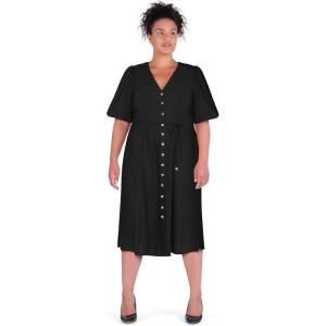 City Chic Women’s Plus Size Dress – Button Bella(Black)