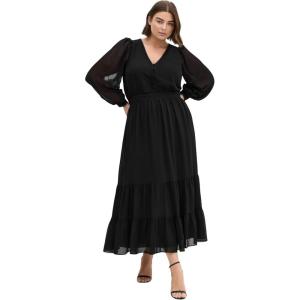 City Chic Women’s Plus Size Dress – Kianna Long Sleeve Maxi(Black)