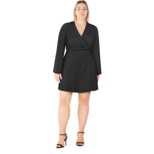 City Chic Women’s Plus Size Dress – Veronika Wrap(Black)