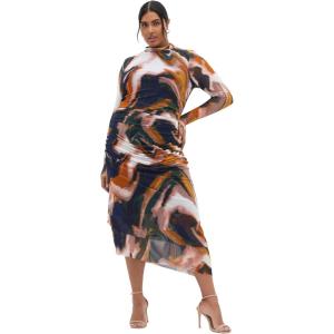 City Chic Women’s Plus Size Dress – Zia Print Ruched(Glaze)