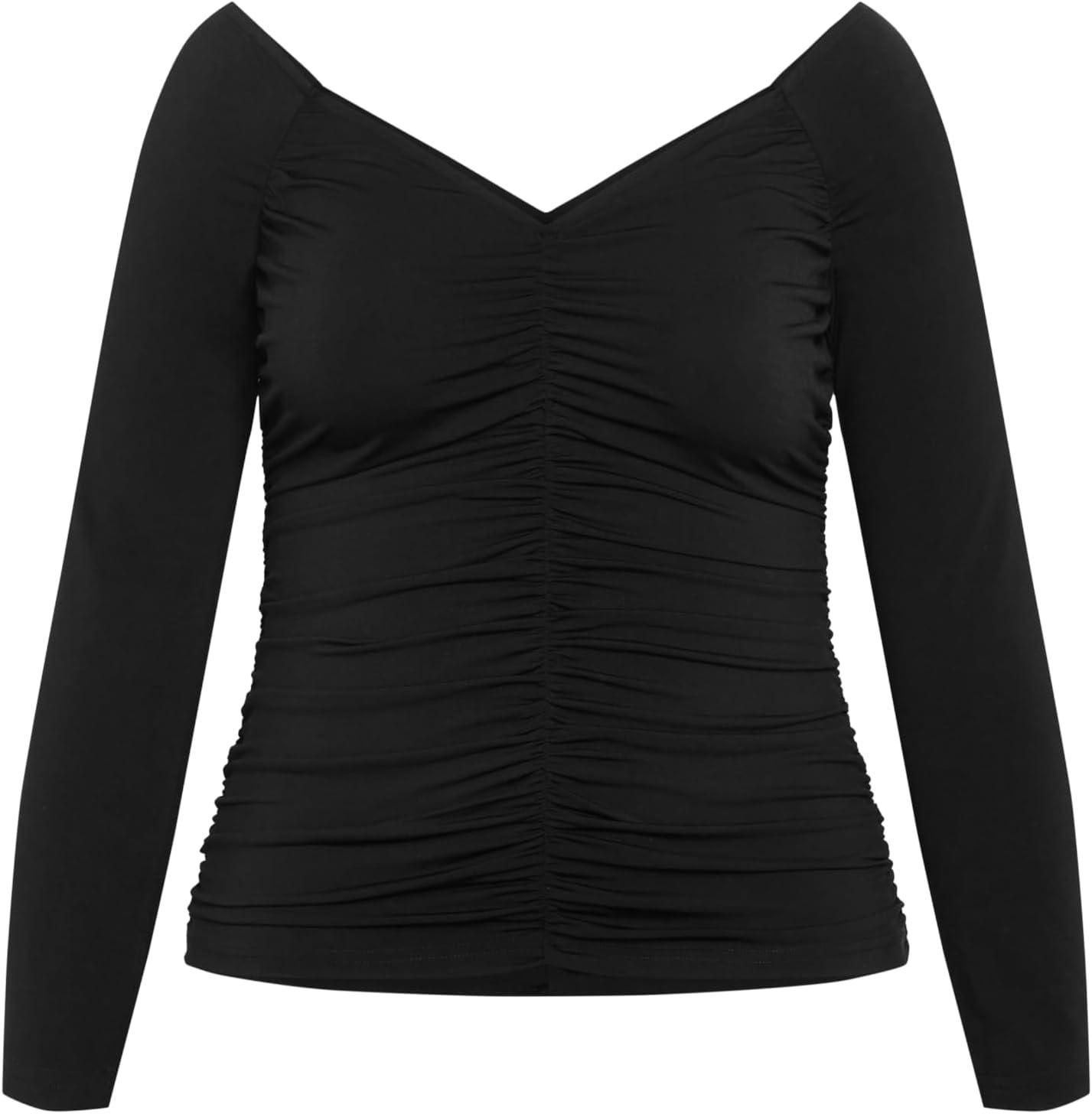 image:imageCITY CHIC Plus Size Top Ruched Sally TopBlack
