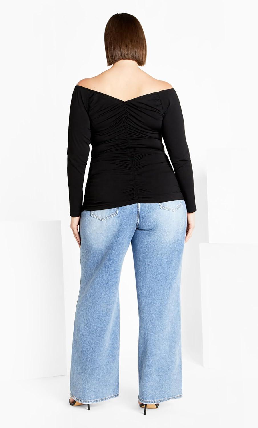 image:imageCITY CHIC Plus Size Top Ruched Sally TopBlack