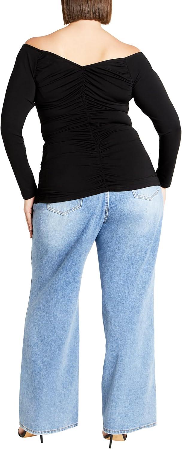image:imageCITY CHIC Plus Size Top Ruched Sally TopBlack