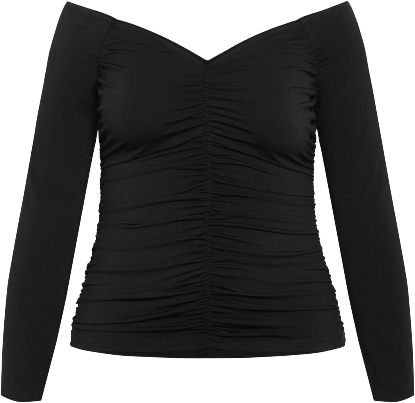 image:imageCITY CHIC Plus Size Top Ruched Sally TopBlack
