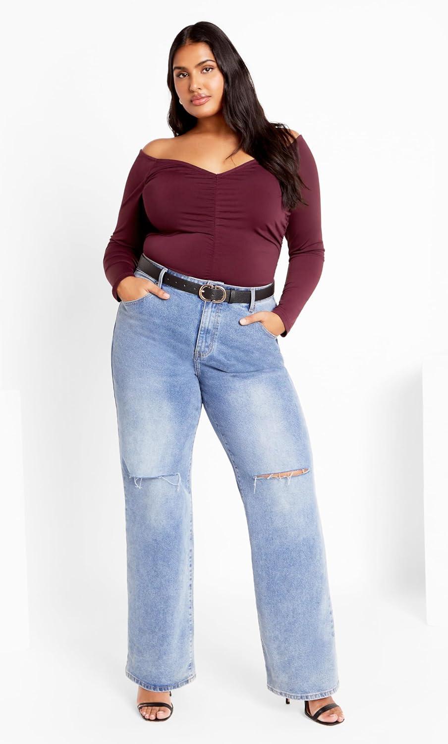 image:imageCITY CHIC Plus Size Top Ruched Sally TopPlum