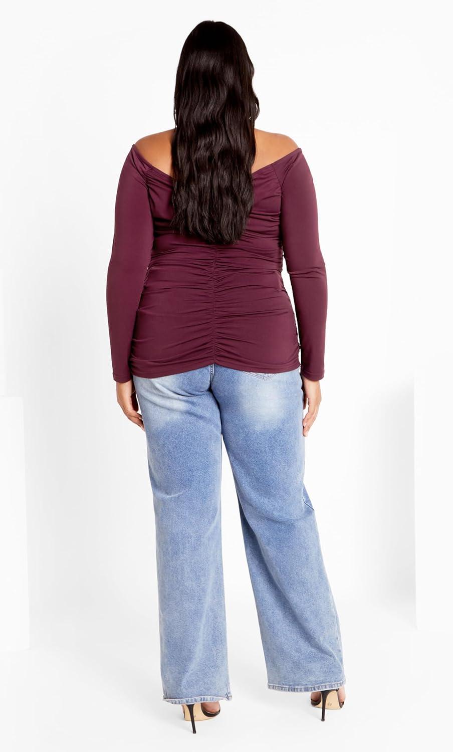 image:imageCITY CHIC Plus Size Top Ruched Sally TopPlum