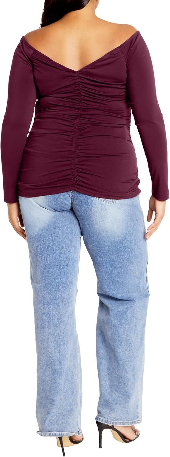 image:imageCITY CHIC Plus Size Top Ruched Sally TopPlum