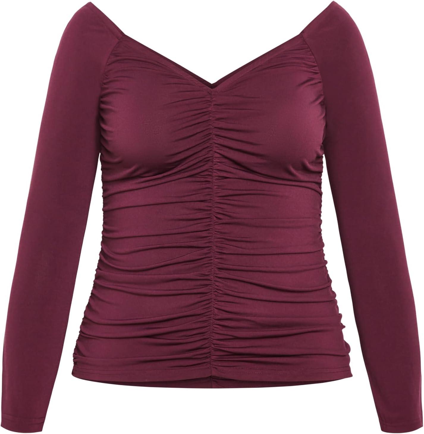 image:imageCITY CHIC Plus Size Top Ruched Sally TopPlum