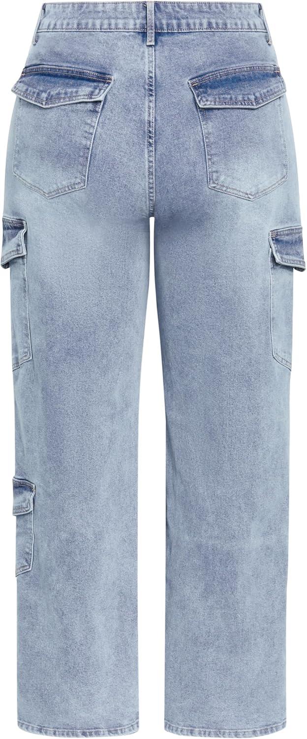 image:imageCity Chic Plus Size Jeans Cargo Luna Wide Leg JeanLight Denim