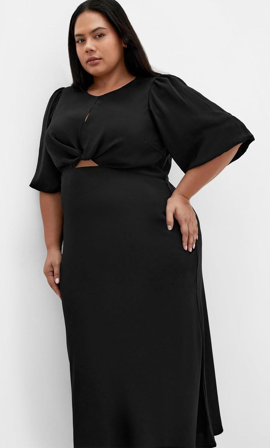 image:imageCity Chic Womens Cocktail Dress INES Puff TwistBlack