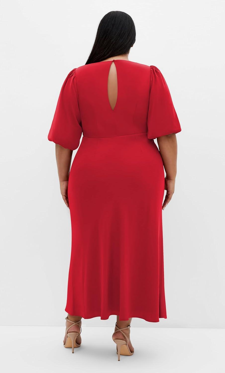 image:imageCity Chic Womens Cocktail Dress INES Puff TwistCherry