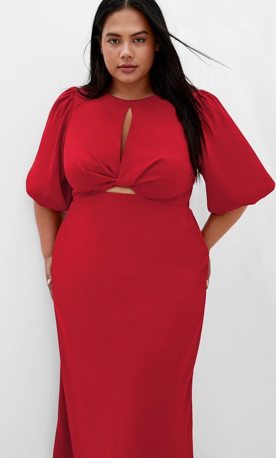 image:imageCity Chic Womens Cocktail Dress INES Puff TwistCherry