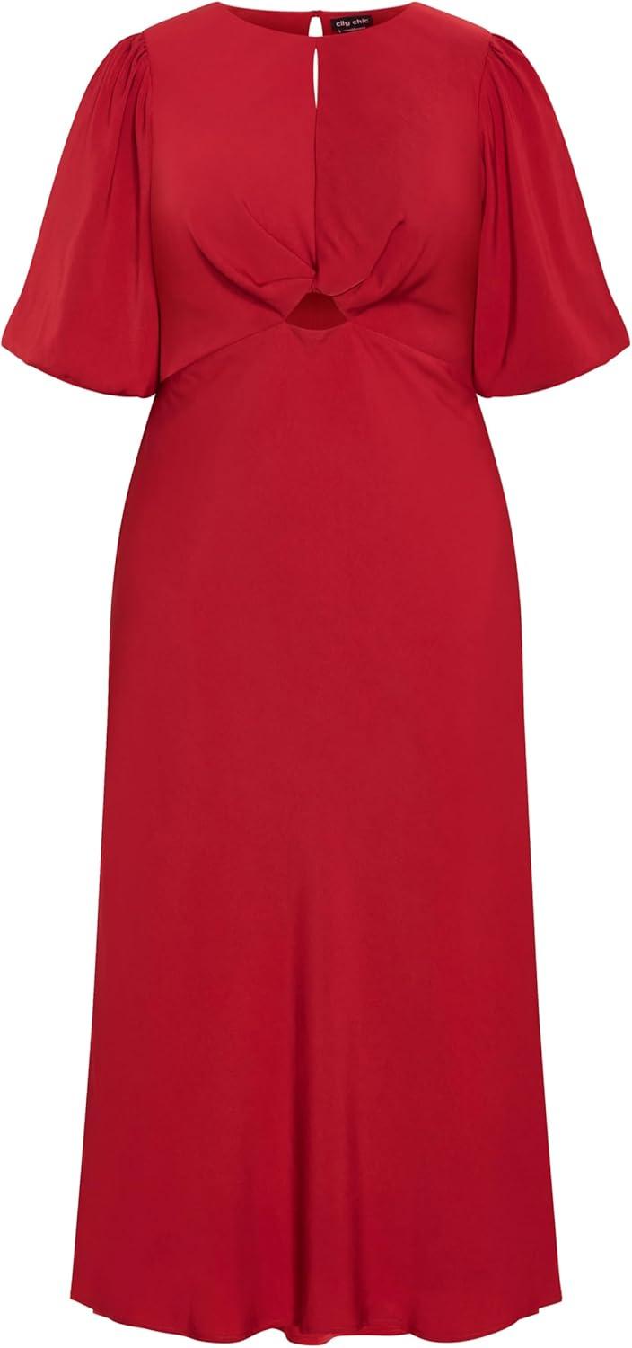image:imageCity Chic Womens Cocktail Dress INES Puff TwistCherry