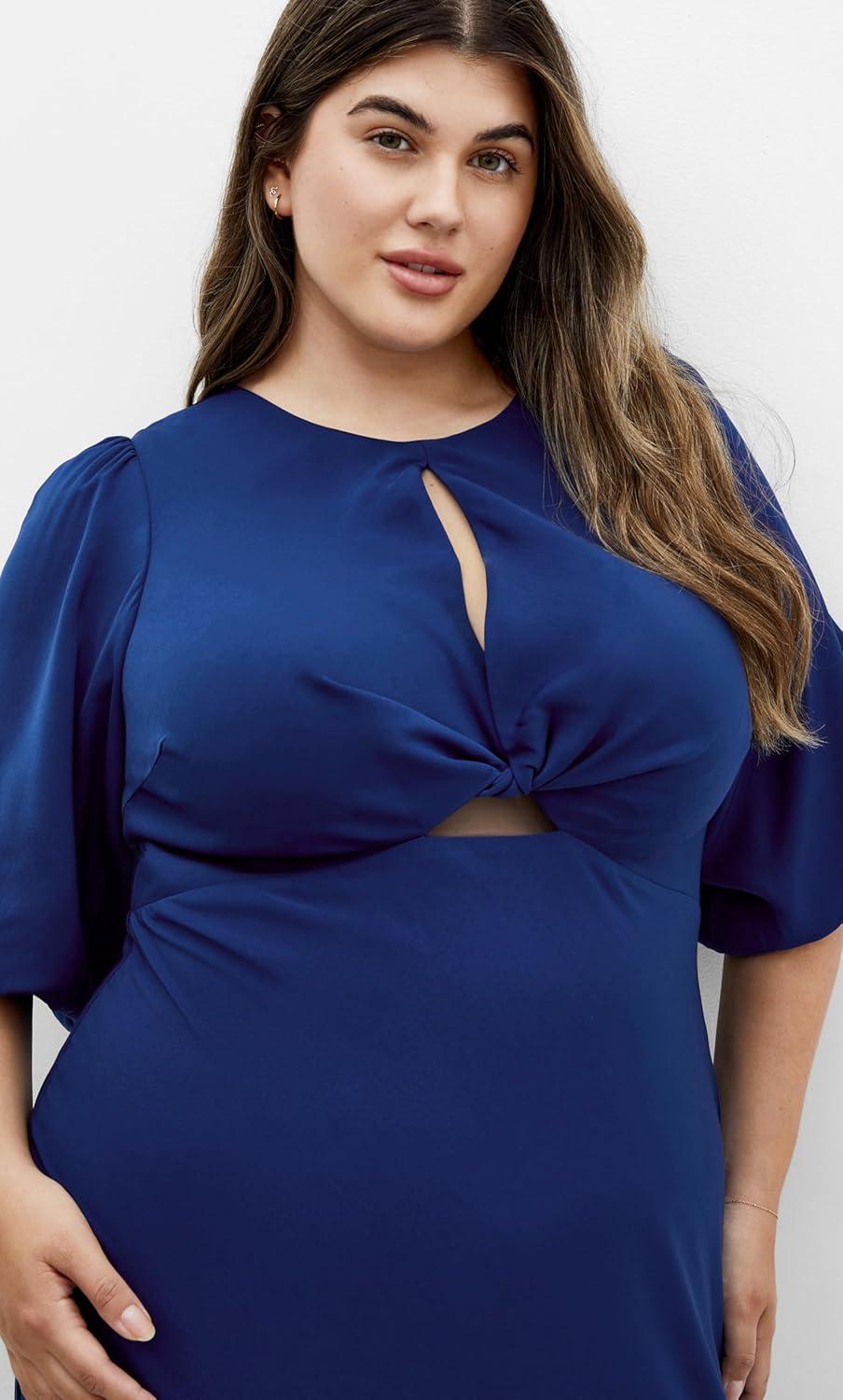 image:imageCity Chic Womens Cocktail Dress INES Puff TwistDeep Ocean