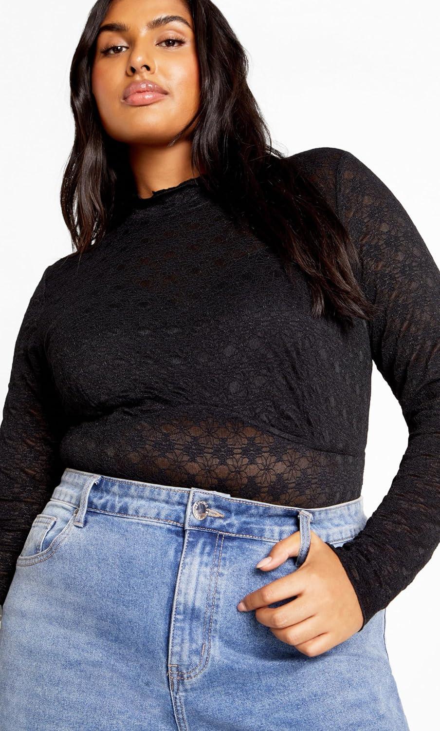 image:imageCity Chic Womens Plus Size Bodysuit ConstanceBlack