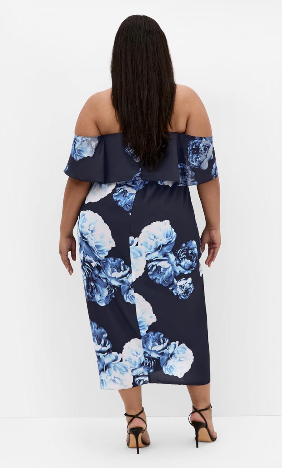 image:imageCity Chic Womens Plus Size Cocktail Dress Gina PrintBlue Rose