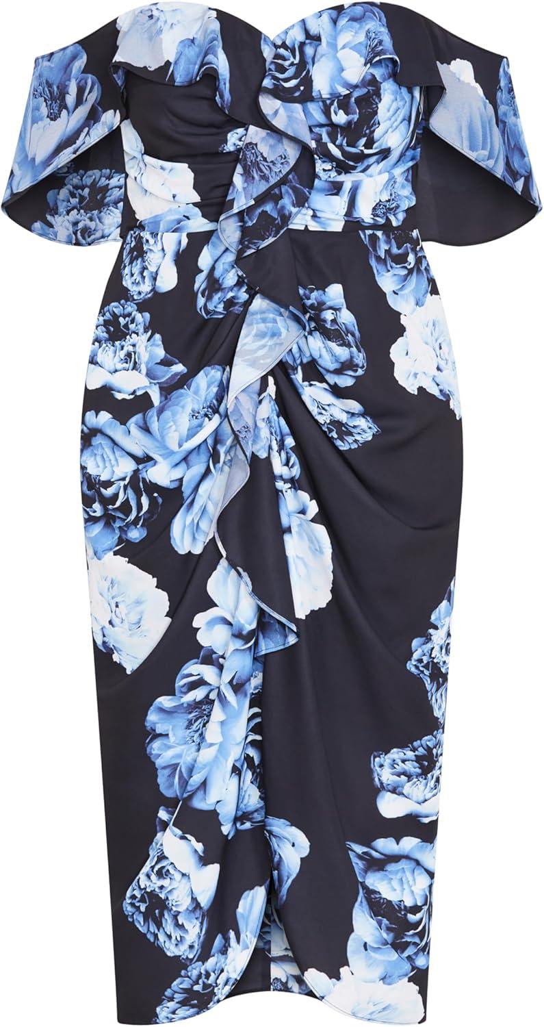 image:imageCity Chic Womens Plus Size Cocktail Dress Gina PrintBlue Rose