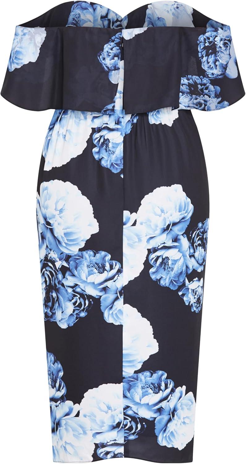 image:imageCity Chic Womens Plus Size Cocktail Dress Gina PrintBlue Rose