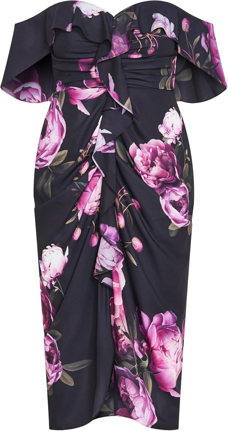 image:imageCity Chic Womens Plus Size Cocktail Dress Gina PrintMulti Bloom