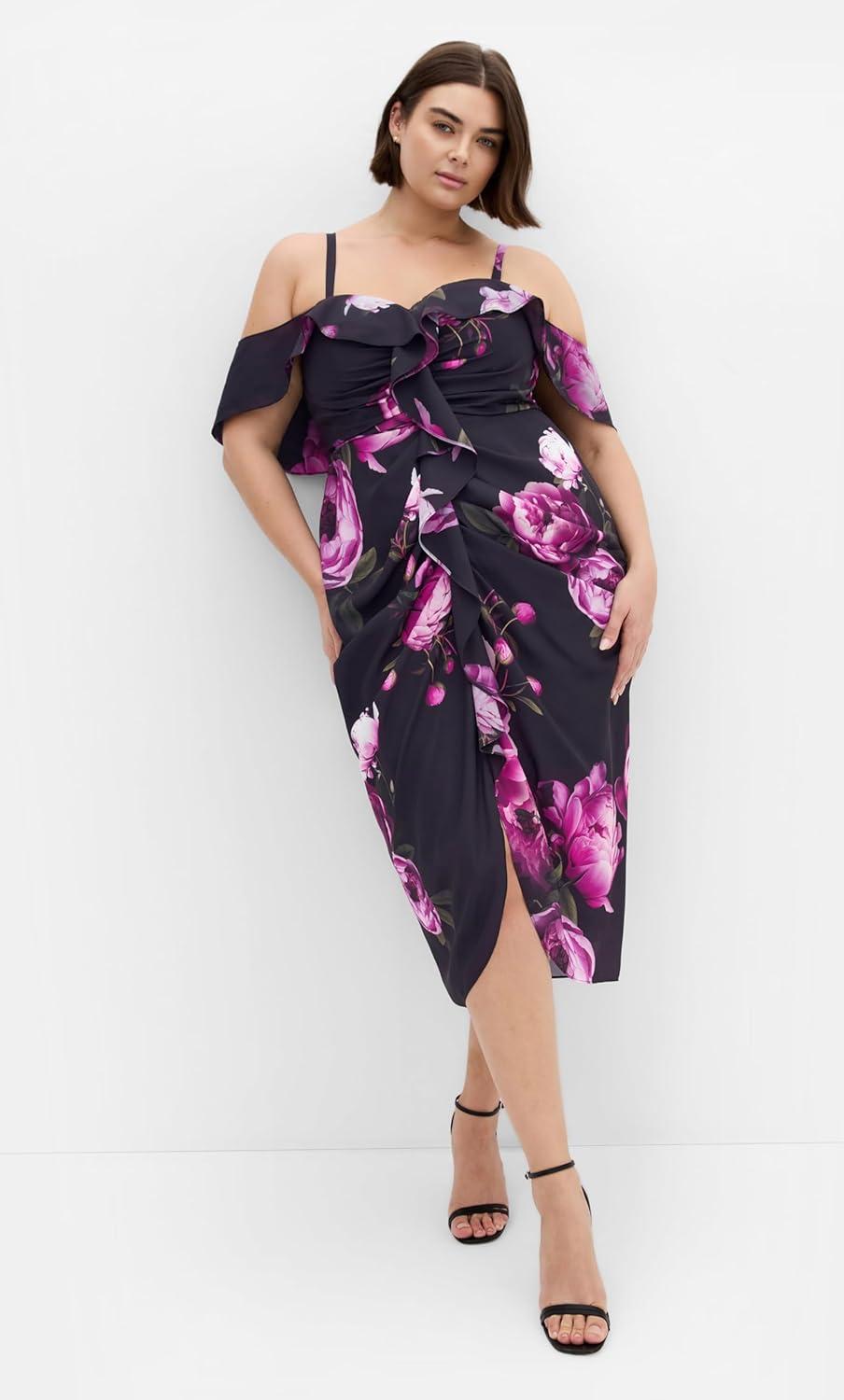 image:imageCity Chic Womens Plus Size Cocktail Dress Gina PrintMulti Bloom