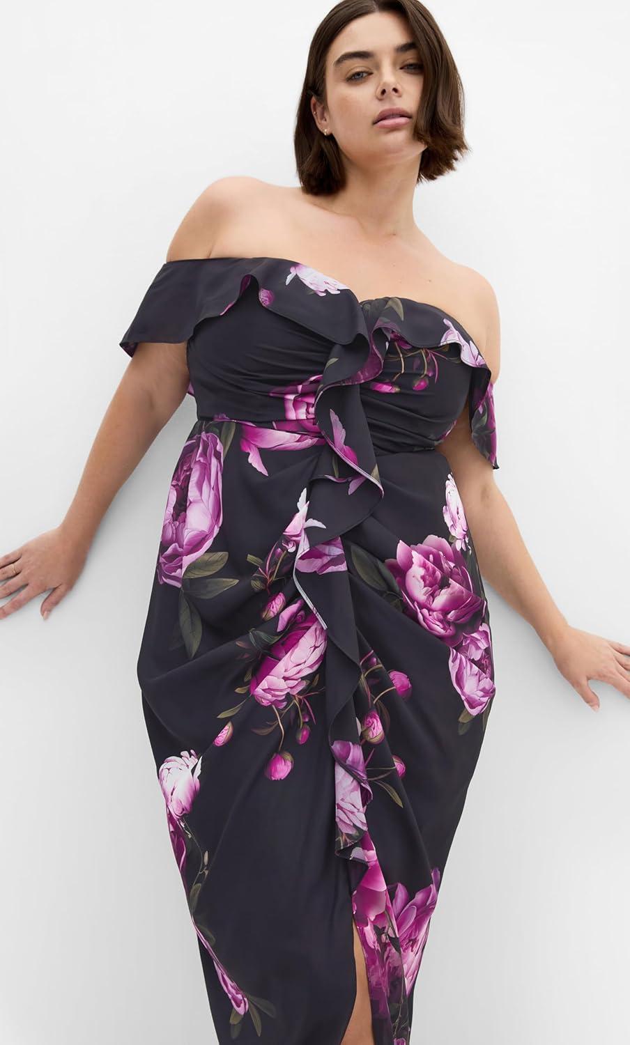 image:imageCity Chic Womens Plus Size Cocktail Dress Gina PrintMulti Bloom
