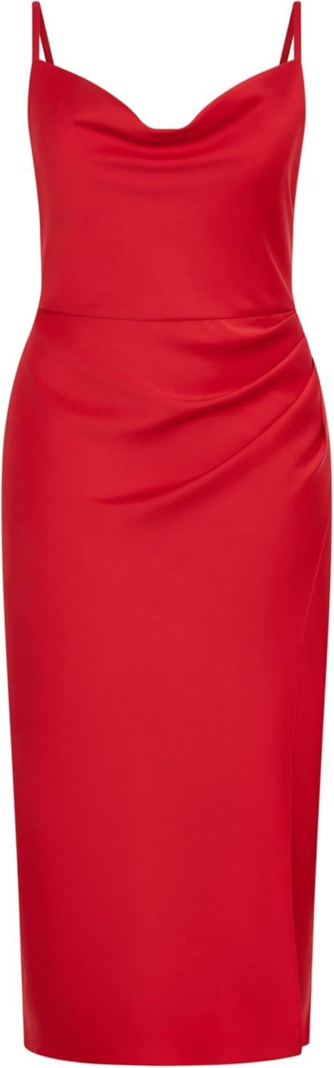 image:imageCity Chic Womens Plus Size Cocktail Dress Mali Side Gathering Front SplitRed