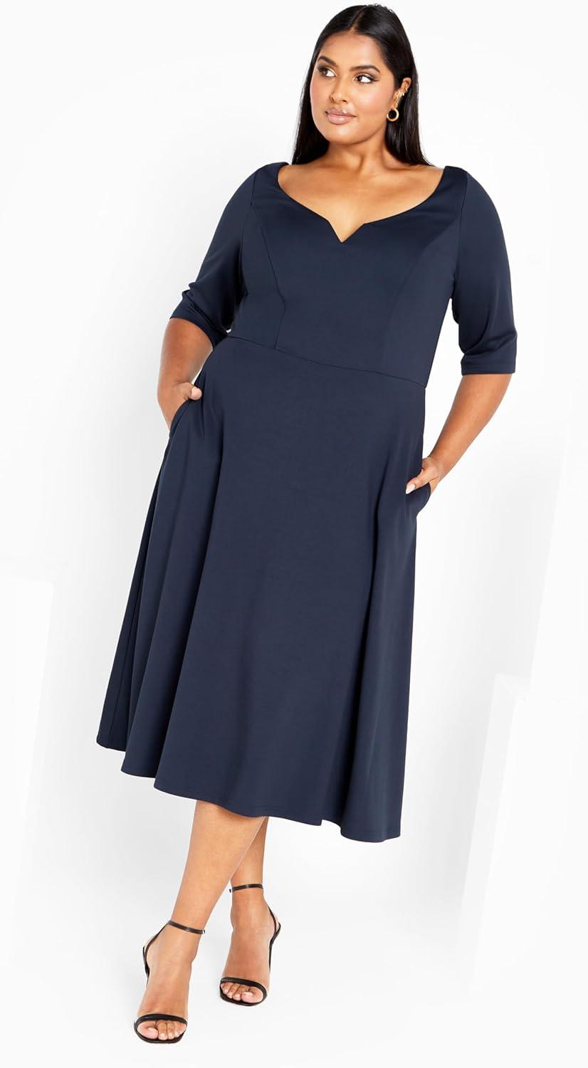 image:imageCity Chic Womens Plus Size Cute Girl Elbow Sleeve DressNavy
