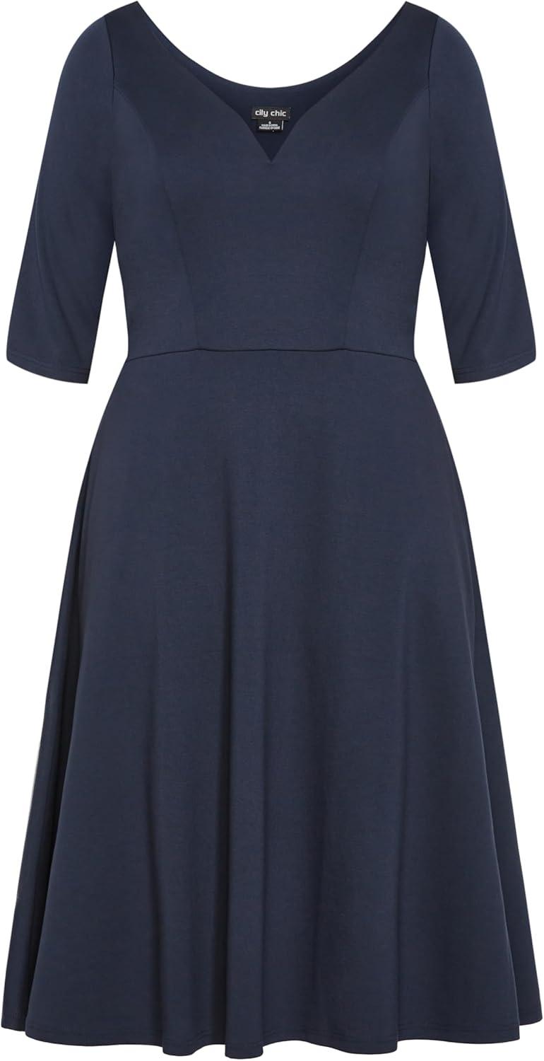 image:imageCity Chic Womens Plus Size Cute Girl Elbow Sleeve DressNavy