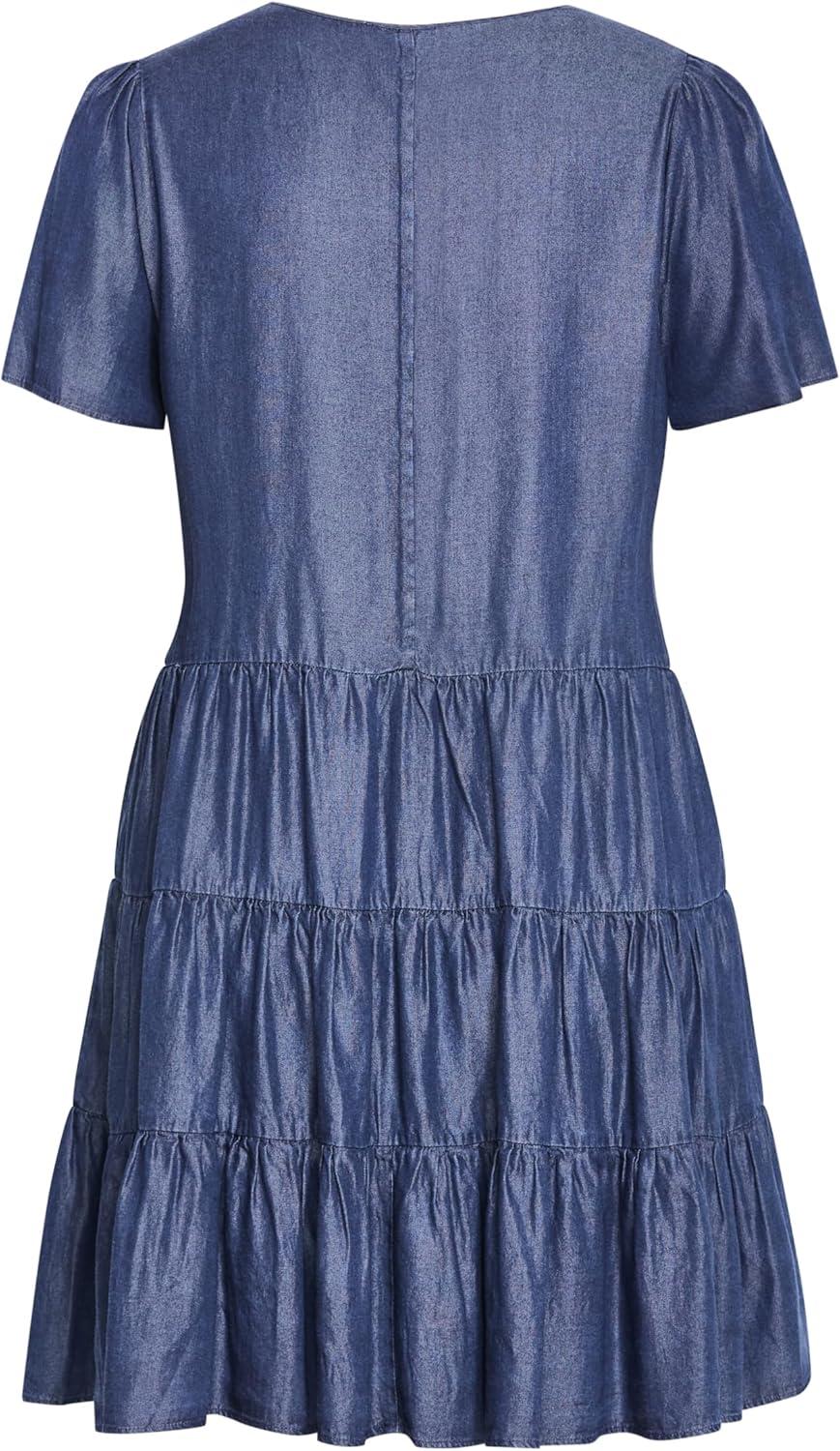 image:imageCity Chic Womens Plus Size Denim Tier DressDark Denim