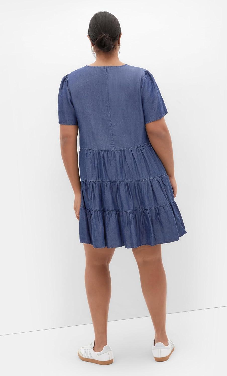 image:imageCity Chic Womens Plus Size Denim Tier DressDark Denim