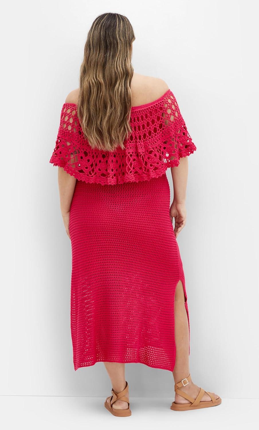 image:imageCity Chic Womens Plus Size Dress Callie CrochetRaspberry