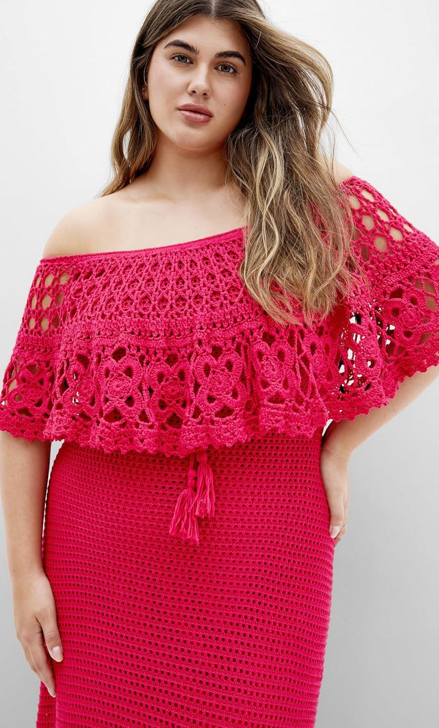image:imageCity Chic Womens Plus Size Dress Callie CrochetRaspberry