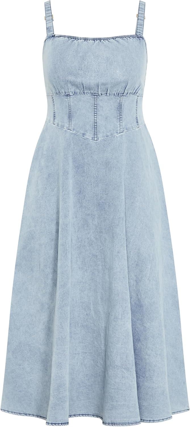 image:imageCity Chic Womens Plus Size Dress Denim CorsetLight Denim