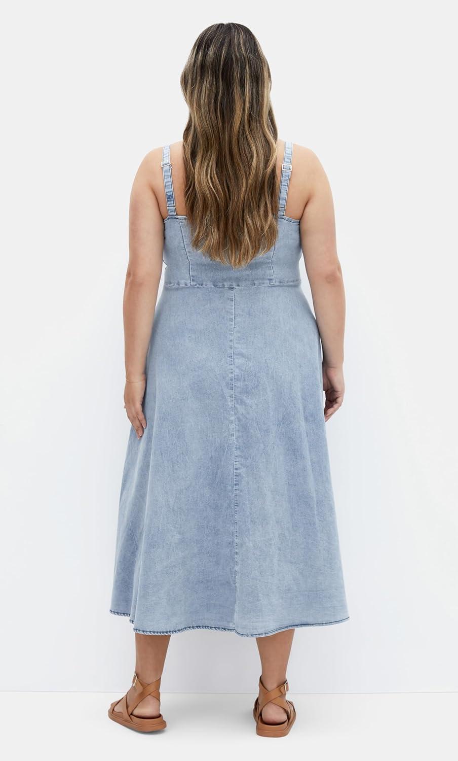 image:imageCity Chic Womens Plus Size Dress Denim CorsetLight Denim