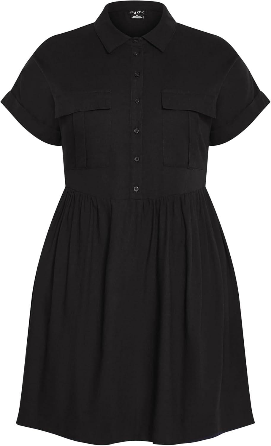 image:imageCity Chic Womens Plus Size Dress Lyra Shift ShortBlack