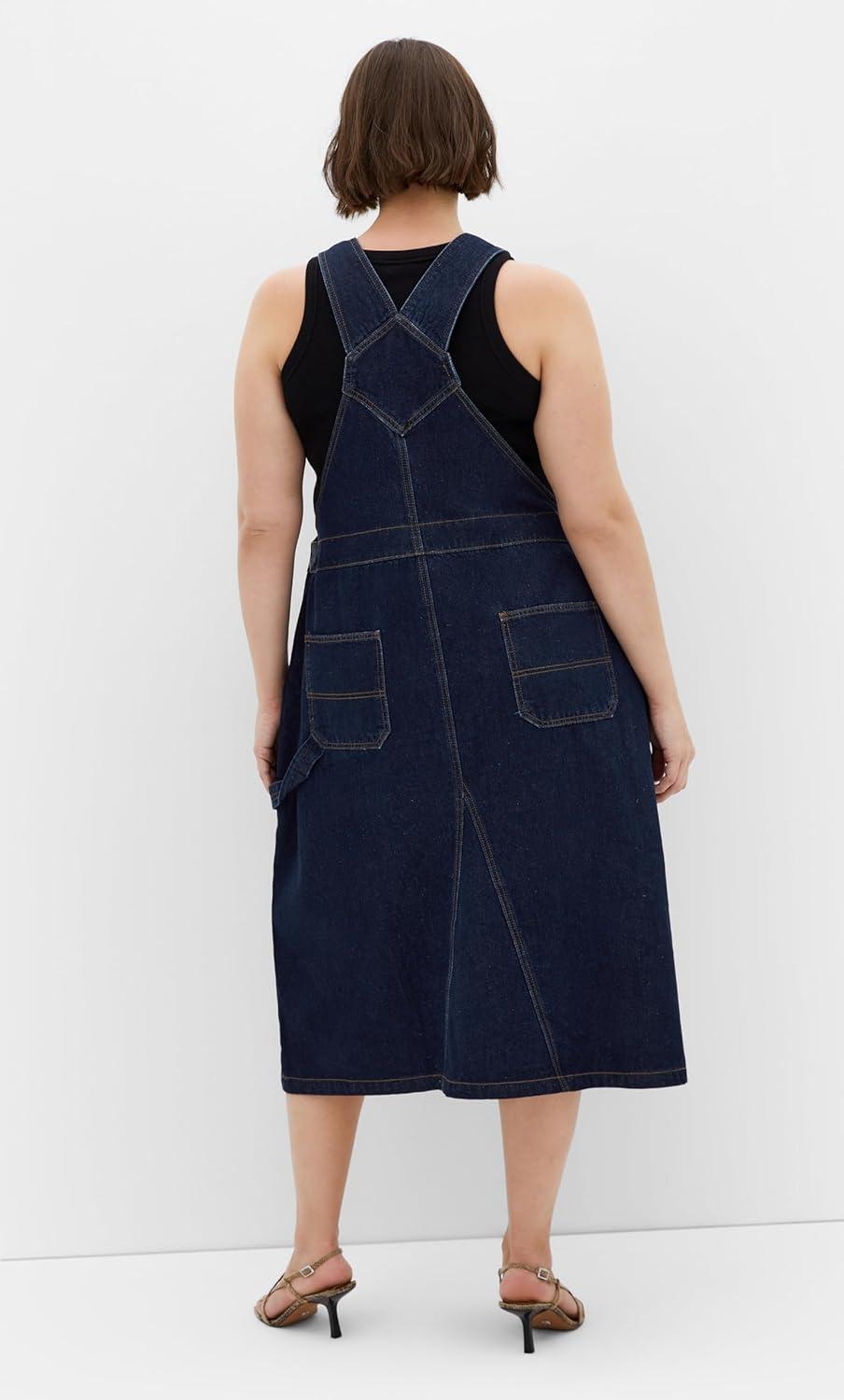 image:imageCity Chic Womens Plus Size Dress Pinafore MidiDark Denim