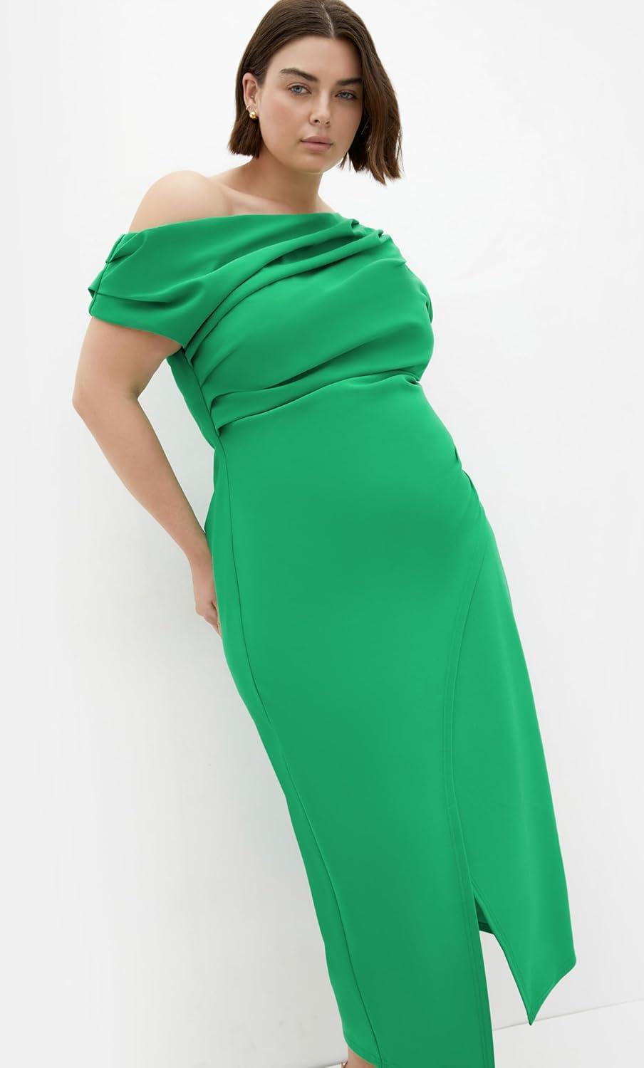 image:imageCity Chic Womens Plus Size Dress Sassy Off ShoulderKelly Green